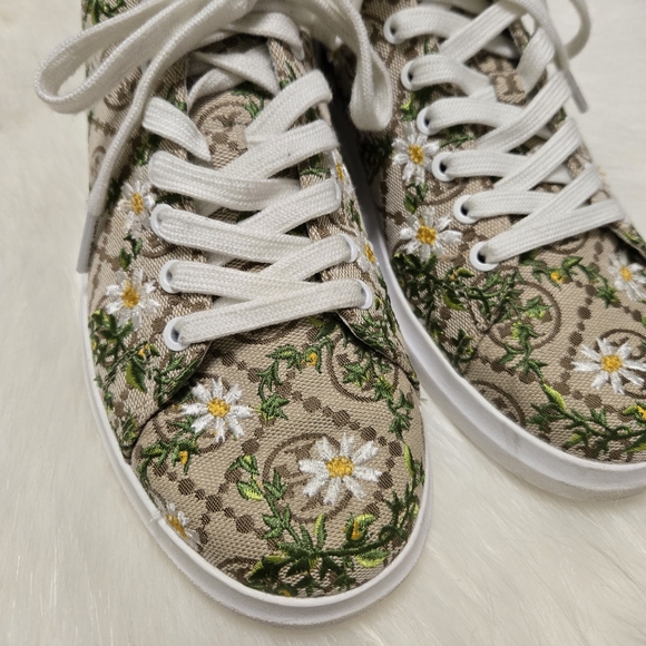 Tory Burch Howell Court Monogram Daisy Floral Sneakers Shoes - Picture 3 of 9